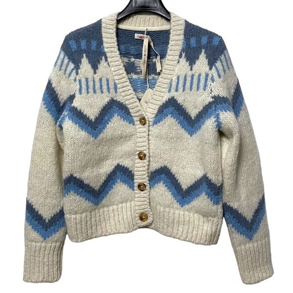 Faherty Sweaters - NWT FAHERTY Icelyn Alpaca Fairisle Cardigan in Frosty Fairisle M